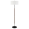 Henn&amp;Hart HennHart 2Light Floor Lamp with Fabric Shade in Blackened BronzeRustic OakWhite Floor Lamp for Home Office Bedroom Living Room 61 Tall