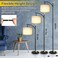 LALISU Modern Floor Lamp 3Ways Dimmable Standing Lamp with Linen Shade Adjustable Height FootStep Switch Reading Lamp for Living Room Bedroom Office 9W Bulb Included Black