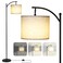 LALISU Modern Floor Lamp 3Ways Dimmable Standing Lamp with Linen Shade Adjustable Height FootStep Switch Reading Lamp for Living Room Bedroom Office 9W Bulb Included Black