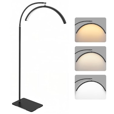 MINIEAR Half Moon Lash Light for Eyelash Extensions Estheticians Dimmable LED Lash Lamp with Flexible Gooseneck ShadowFree Moon Light for Lash Tech Tattoo SPA Eyelash Lamp Glossy Black