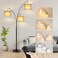 OUTON Arc LED Floor Lamp with Remote Control Dimmable Modern Black 3 Light Arched Tall Floor Lamp Mid Century Adjustable Standing Corner Lamps for Bedroom Office Living Room Beige Lampshade