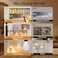OUTON Arc LED Floor Lamp with Remote Control Dimmable Modern Black 3 Light Arched Tall Floor Lamp Mid Century Adjustable Standing Corner Lamps for Bedroom Office Living Room Beige Lampshade