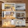 OUTON Arc LED Floor Lamp with Remote Control Dimmable Modern Black 3 Light Arched Tall Floor Lamp Mid Century Adjustable Standing Corner Lamps for Bedroom Office Living Room Beige Lampshade
