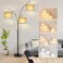 OUTON Arc LED Floor Lamp with Remote Control Dimmable Modern Black 3 Light Arched Tall Floor Lamp Mid Century Adjustable Standing Corner Lamps for Bedroom Office Living Room Beige Lampshade