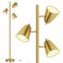 QiMH Tree Floor Lamp with 3 Light Bulbs Standing Tall Pole Lamps for Living Room Bedroom Office Reading Stand up Lamps with 3 Adjustable Arms Brushed Gold