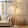 QiMH Tree Floor Lamp with 3 Light Bulbs Standing Tall Pole Lamps for Living Room Bedroom Office Reading Stand up Lamps with 3 Adjustable Arms Brushed Gold
