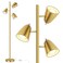 QiMH Tree Floor Lamp with 3 Light Bulbs Standing Tall Pole Lamps for Living Room Bedroom Office Reading Stand up Lamps with 3 Adjustable Arms Brushed Gold