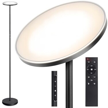 OUTON Floor Lamp 30W3000LM LED Modern Torchiere Sky Lamp Super Bright Dimmable Standing Tall Lamp with 4 Color Temperatures Remote Touch Control 1 Hour Timer for Living Room Bedroom Office Black