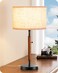 EDISHINE Mid Century Table Lamp Pull Chain Switch Bedside Lamp with Linen Shade Solid Wood Pole Black Metal Base Modern Nightstand Lamp for Bedroom Living Room Office E26 Base
