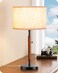 EDISHINE Mid Century Table Lamp Pull Chain Switch Bedside Lamp with Linen Shade Solid Wood Pole Black Metal Base Modern Nightstand Lamp for Bedroom Living Room Office E26 Base