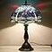 WERFACTORY Tiffany Table Lamp Blue Stained Glass Bedside Desk Reading Light
