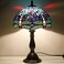 WERFACTORY Tiffany Table Lamp Blue Stained Glass Bedside Desk Reading Light