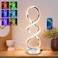 Adebime Modern Spiral RGB Table Lamp Touch Dimmable Bedside Lamp 7 Colors 10 Light Modes Spiral Design Table Lamp Unique Nightstand Lamp for Living Room Bedroom Cool Lamps Silver