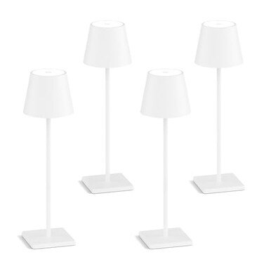 Aoceley 4Pack Rechargeable Table Lamps LED Cordless Table Lamp 3W 6000mAh Battery Operated Table Light Stepless Dimming Portable Table Light Waterproof for RestaurantIndoorOutdoor White