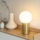 Brightech Kai LED Table Lamp with USB Port Small Bedside Reading Modern Desk Lamp Nightstand Light with Ambient Lighting for Bedroom Living Room Office Modern Globe Lamp Shade Brass Finish