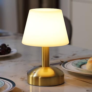 KDG Modern Cordless Small Table Lamps Portable LED Dimmable Desk Lamp 4000mAh Rechargeable Battery Operated Lighting for Restaurant Bedroom Bedside Bar Outdoor Camping Night LightGold