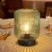 LUSHARBOR Battery Operated Lamp Cordless Table Lamps for Home Decor Battery Powered Nightlight with LED Bulb Decorative Glass Beside Lamp for Bedroom Living RoomGreen
