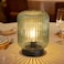 LUSHARBOR Battery Operated Lamp Cordless Table Lamps for Home Decor Battery Powered Nightlight with LED Bulb Decorative Glass Beside Lamp for Bedroom Living RoomGreen