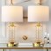 QiMH Set of 2 Table Lamps with USB AC Ports Modern Bedside Lamp with LED Night Light Bedside Lamp for Bedroom Nightstand Lamps for Living Room Office Gold2 Bulbs Include