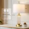 QiMH Set of 2 Table Lamps with USB AC Ports Modern Bedside Lamp with LED Night Light Bedside Lamp for Bedroom Nightstand Lamps for Living Room Office Gold2 Bulbs Include