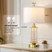 QiMH Set of 2 Table Lamps with USB AC Ports Modern Bedside Lamp with LED Night Light Bedside Lamp for Bedroom Nightstand Lamps for Living Room Office Gold2 Bulbs Include