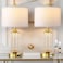 QiMH Set of 2 Table Lamps with USB AC Ports Modern Bedside Lamp with LED Night Light Bedside Lamp for Bedroom Nightstand Lamps for Living Room Office Gold2 Bulbs Include
