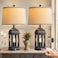 QiMH Table Lamp for Living Room Farmhouse Lamps Set of 2 with USB AC and Nightlight 26 Rustic Bedside Lamps with 3Way Dimmable Touch Control Nightstand Lamp for Bedroom Decor Black