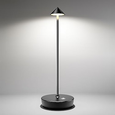 SHANGCAI Cordless Table Lamps Rechargeable 6000mAh Battery Operated LED Desk Lamp Outdoor Waterproof Portable Touch Dimmable Table Night Light for Patio Restaurant Dining Home Black