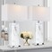 PARTPHONER Touch Control Table Lamps Set of 2 Modern Ceramic Bedside Lamp with 2 USB Ports 1 AC Outlet 3Way Dimmable White Nightstand Lamp with Fabric Shade for Living Room Bedroom LED Bulbs Included
