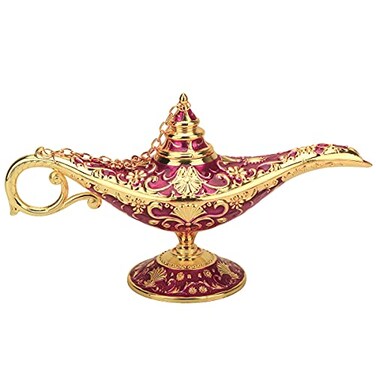 LIABI Legend Aladdin Lamp Magic Genie Wishing Light Classic Arabian Nights Costume Props Lamp Table Decor for Home Wedding Party Halloween Birthday Beautiful Gift for Women Men Purple Gold