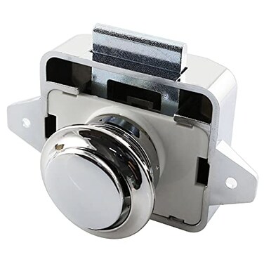 SQXBK Push Button Catch Lock Drawer Cabinet Cupboard Door Keyless Latch Knob for Catamaran RV Camper Motor Home Caravan Silver