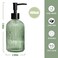 Guokanfly 14 Oz Black Pump Glass Soap Dispenser Green Stripe Countertop Refillable Liquid Bottle Hand Dish Lotion Dispenser with Plastic Pump for Kitchen Bathroom