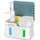 Bestseek Hand Soap and Dish Soap Dispenser Set for Kitchen Dual Soap Dispenser with Sponge Holder and Dishcloth Holder 4in1 Organizer for Kitchen Sink Countertop Useful Kitchen Gadgets White