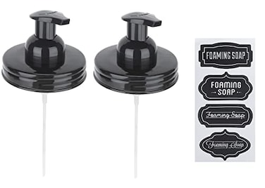 Jarmazing Products Wide Mouth Mason Jar Foaming Soap Dispenser Lids for All Wide Mouth Jars Black 2 Pack