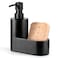 Shinowa Dish Soap Dispenser with Sponge Holder Refillable Kitchen Dish Soap Dispenser Pump 2in1 Countertop Soap Pump Dispenser for Kitchen Sink and Bathroom Gravel Black