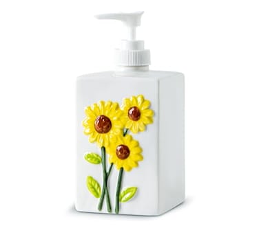 GABROC Sunflower Soap Dispenser Bathroom Ceramic Hand Soap Dispensers for Bathroom Liquid Soap Dispenser for Bathroom