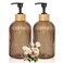 Ulable Amber Glass Soap Dispenser with Pump 2 Pack 135oz Vertical Stripe Design Hand Soap Dispenser for Hand Wash Dish Wash Elegant Dispenser for Bathroom and Kitchen