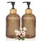Ulable Amber Glass Soap Dispenser with Pump 2 Pack 135oz Vertical Stripe Design Hand Soap Dispenser for Hand Wash Dish Wash Elegant Dispenser for Bathroom and Kitchen