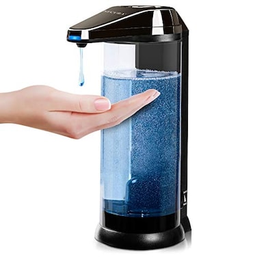 Secura 17oz Automatic Liquid Soap Dispenser Touchless Battery Operated Hand Soap Dispenser with Adjustable Soap Dispensing Volume Control Dial Personal Care Dispenser Dark Gunmetal