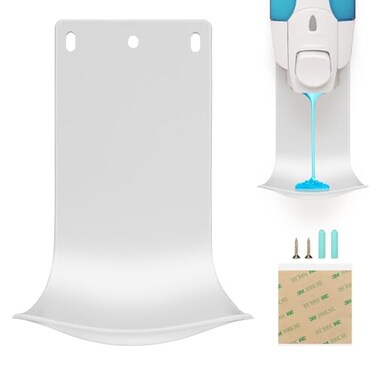 ZIOZERTT Dispenser Drip Tray Wall Mount Soap Dispenser BracketLaundry Detergent Drip Catcher Prevent Dripping and SprayingWhite