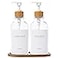 MAISONOVO MaisoNovo Hand and Dish Soap Dispenser for Kitchen Set of 2169oz Clear Dish and Hand Soap Dispenser Set for Kitchen Clear Plastic Bottles x 2 with White Bamboo Pumps Tray
