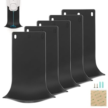 ZIOZERTT 5PCS Dispenser Drip Tray Wall Mount Soap Dispenser Bracket Laundry Detergent Drip Catcher Prevent Dripping and Spraying Easy to CleanBlack