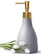 UNBONSOUHAIT 280ml Liquid Soap Dispenser for Bathroom with Gold PumpDish Soap Dispenser for KitchenRefillable Countertop Lotion Ceramics Gray Hand Soap Dispenser for Shower