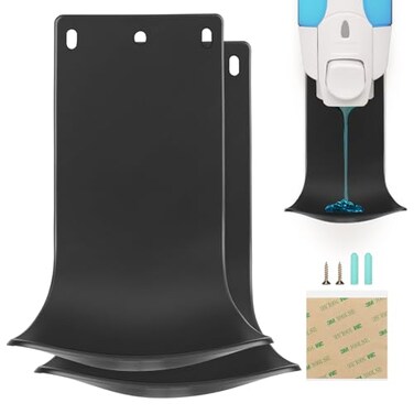 ZIOZERTT 2PCS Dispenser Drip Tray Wall Mount Soap Dispenser BracketLaundry Detergent Drip Catcher Prevent Dripping and Spraying Easy to CleanBlack