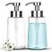 DOILIESE Doiliese Soap Dispenser Glass Hand Soap Dispenser with Rust Proof Pump 16oz Liquid Soap Container with Waterproof Labels Dish Hand Soap Pump for Bathroom Kitchen Brushed Nickel Pack of 2