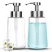 DOILIESE Doiliese Soap Dispenser Glass Hand Soap Dispenser with Rust Proof Pump 16oz Liquid Soap Container with Waterproof Labels Dish Hand Soap Pump for Bathroom Kitchen Brushed Nickel Pack of 2