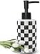 UNBONSOUHAIT Bathroom Soap Dispenser with Matte Black Pump White Ceramic Soap Dispenser for Kitchen Checkerboard Empty Pump Bottle Black