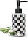 UNBONSOUHAIT Bathroom Soap Dispenser with Matte Black Pump White Ceramic Soap Dispenser for Kitchen Checkerboard Empty Pump Bottle Black