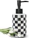 UNBONSOUHAIT Bathroom Soap Dispenser with Matte Black Pump White Ceramic Soap Dispenser for Kitchen Checkerboard Empty Pump Bottle Black
