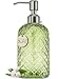 JASAI 18Oz Tea Green Soap Dispenser with Rust Proof Pump Refillable Glass Soap Dispenser for Bathroom Kitchen to Dispense Dish Soap Hand soap Lotion